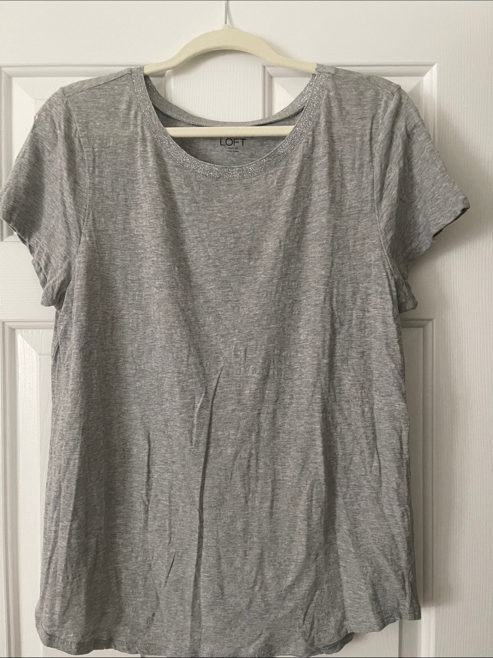LOFT Light Gray Short Sleeve Crewneck Tee